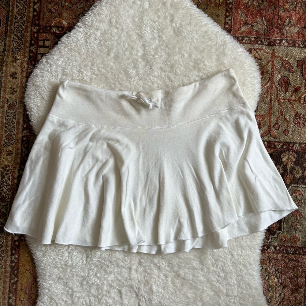 Vintage White Self Esteem Drawstring Waist Mini Flouncy Skirt